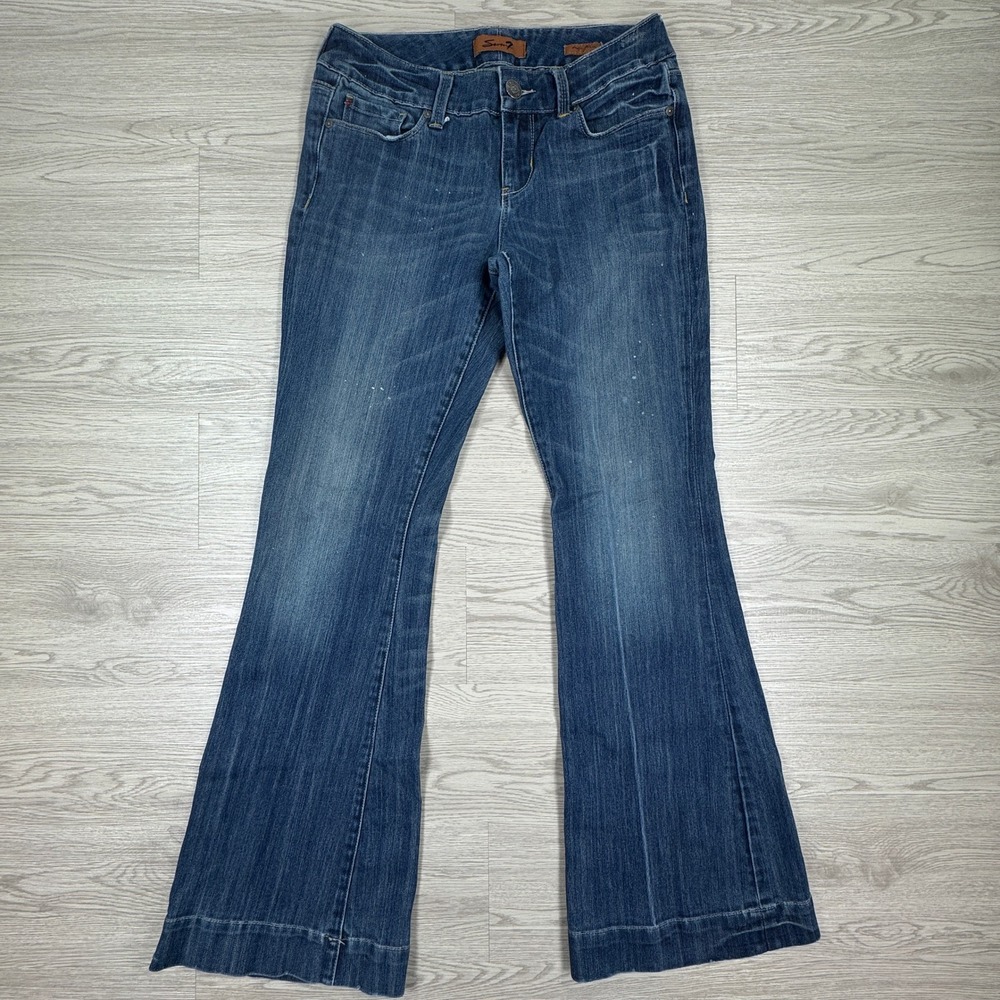 Seven7 Women's Jeans Sexy Flare Blue 28 Medium Wash Stretch Denim Boho